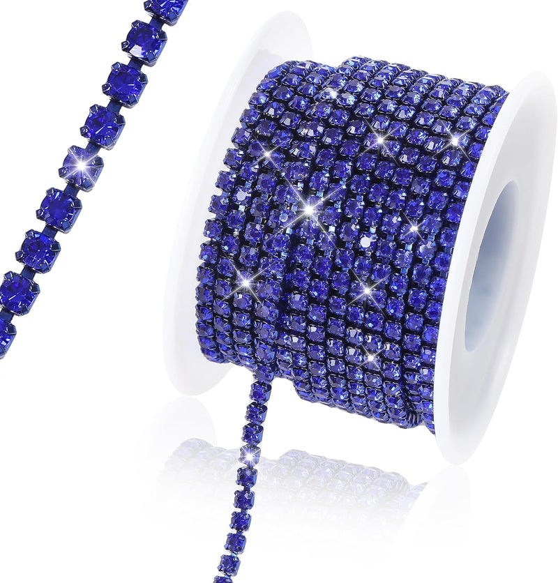 Rytenz 10 Yards 3 MM Rhinestone Chain Trim Crystal Close Trim for Sewing Crafts, DIY Decoration, Jewelry, Clothing, Shoes (Dark Blue) - Image 1